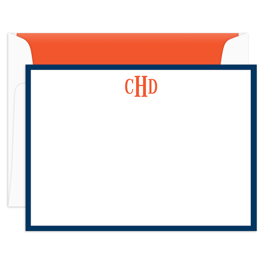 Essential Border Monogram Flat Note Cards